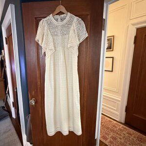 ULLA JOHNSON eyelet midi dress with flutter lace sleeves - never worn!